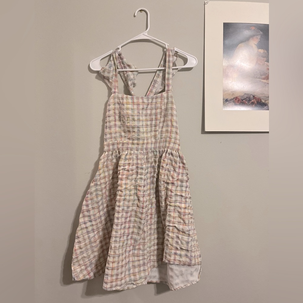 rainbow patterned white strappy dress